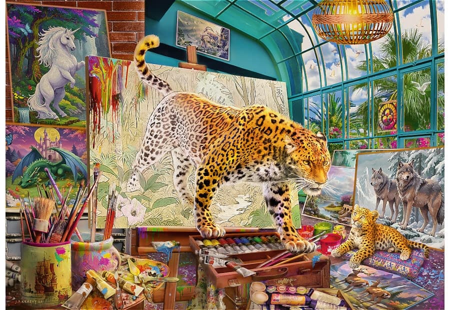 Leopards in the Painting Studio