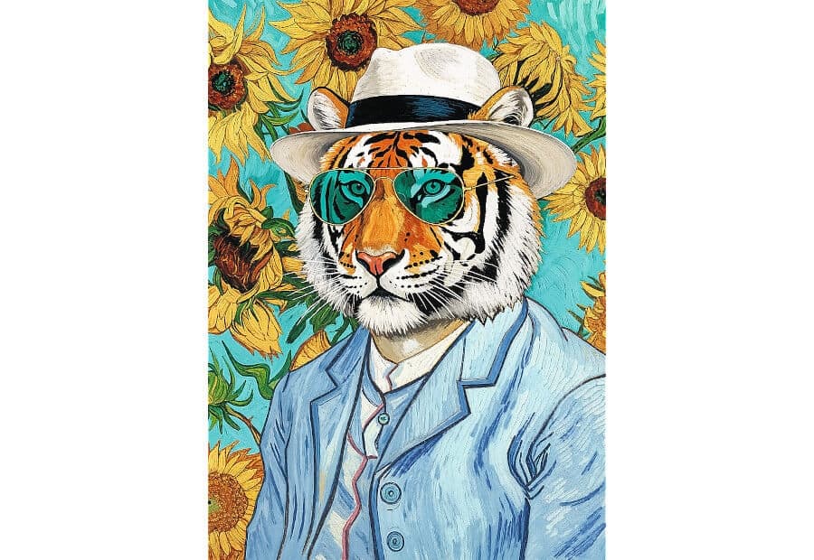 Pets as Art - Sir Tiger and the Sunflowers