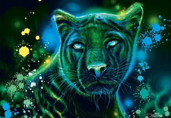 Neon Blue Green Panther