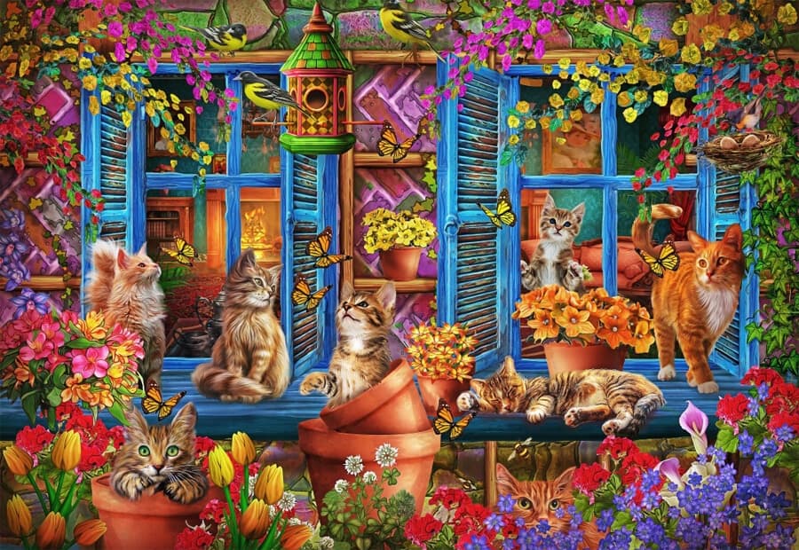 Window Shelf Cats