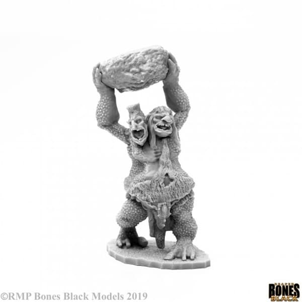 Reaper Bones Black: Two Headed Troll - Plastic Miniature