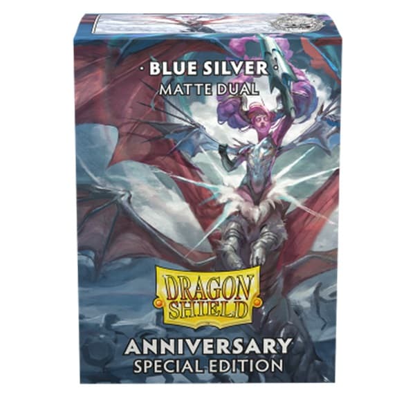 Dragon Shield Deck Protectors - Matte Dual: Cobalt & Silver (Blue Silver Anniversary Special Edition) - 100 lommer - Dragonshield - Sleeves #AT-15064