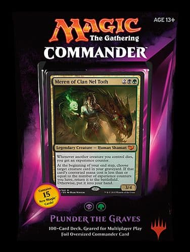 Magic Commander 2015 [EDH] Multiplayer Deck - Sort-Grøn: Plunder the Graves - 100 kort - 15 Nye Kort