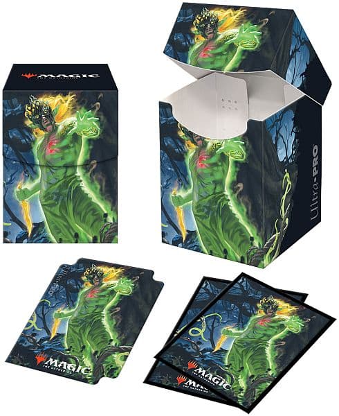 Deck Box PRO 100+ & 100 Kortlommer! (Matte Deck Protector Sleeves) - Magic - Zendikar Rising: V1 - Obuun, Mul Daya Ancestor - Ultra Pro #184