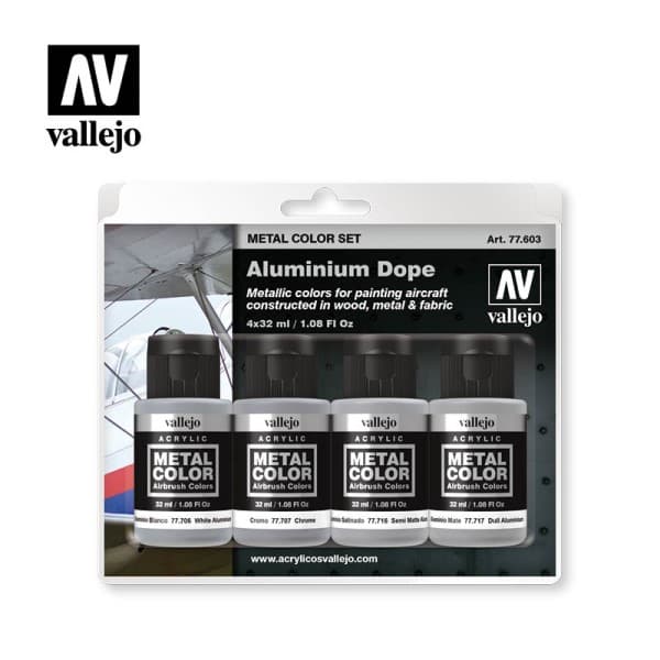 Vallejo Metal Color Air: Paint set â Aluminium Dope Colors (4 colors)