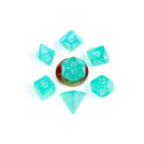 Dice - TerningesÃ¦t - 7 terninger - Fanroll: Stardust Turquoise Mini Dice Set