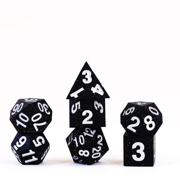 Dice - TerningesÃ¦t - 7 terninger - Fanroll: Sharp Edge Silicone - Gold Scatter Dice Set