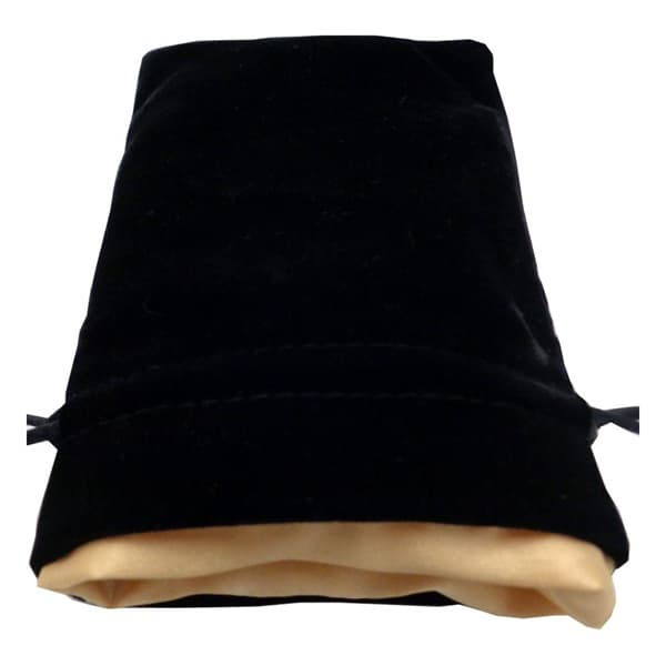 Dice Bag - Fanroll: Velvet Black with Gold Satin - Small (Terningepose / Gamer Pouch)
