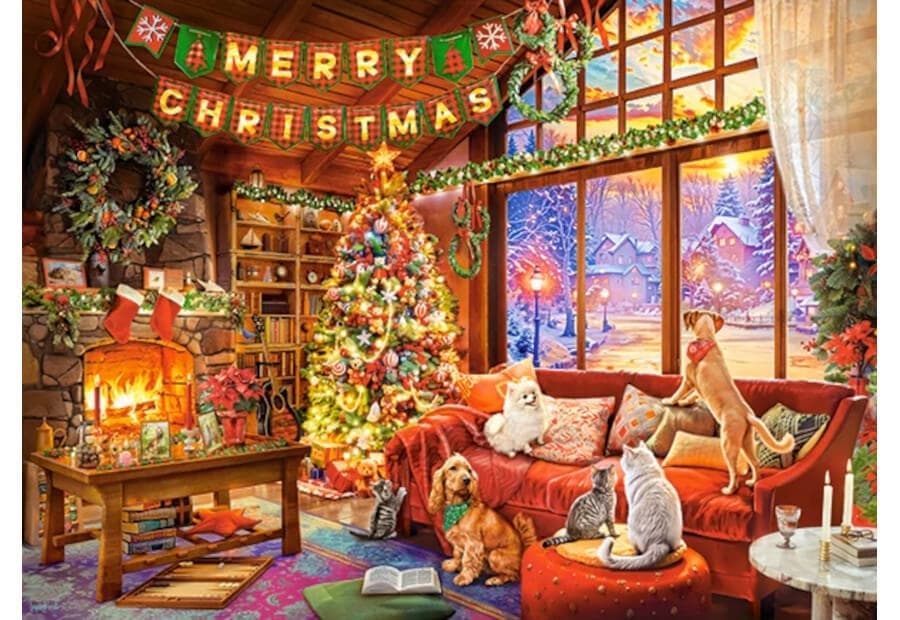 Christmas Evening With Pets