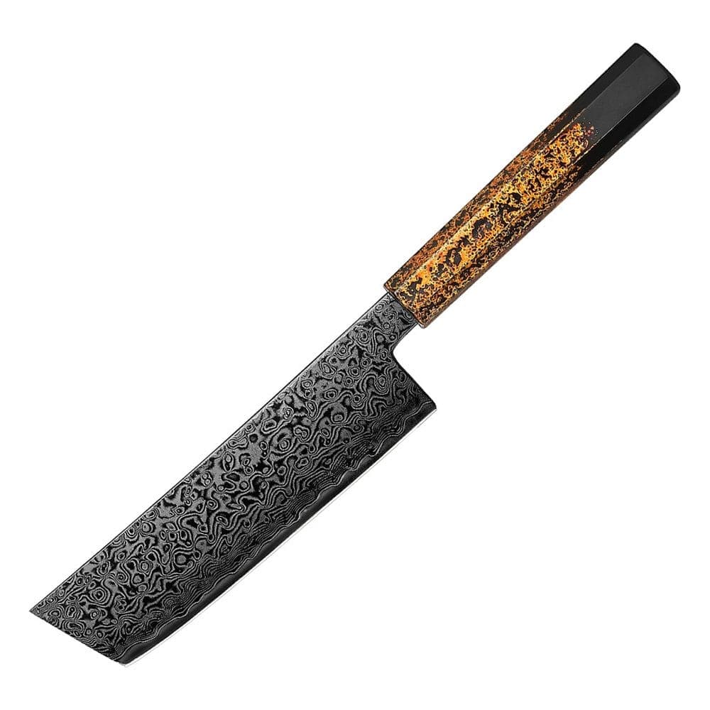 Kybi | Nakiri 180 mm | Japansk grøntsagskniv | ZDP-189 & Sort Damaskus49