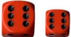 Dice - Terningesæt - 12 stk. 6 sidet (D6) - Opaque - Orange / Black
