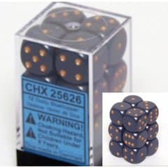 Dice - Terningesæt - 12 stk. 6 sidet (D6) - Opaque - Dusty Blue / Copper