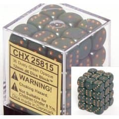 Dice - Terningesæt - 36 stk. 6 sidet (D6) - Opaque - Dusty Green / Copper