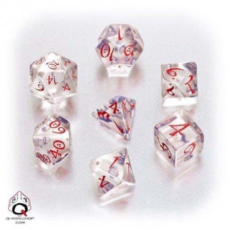 Dice - Terningesæt - 7 terninger - Classic RPG Transparent With Red