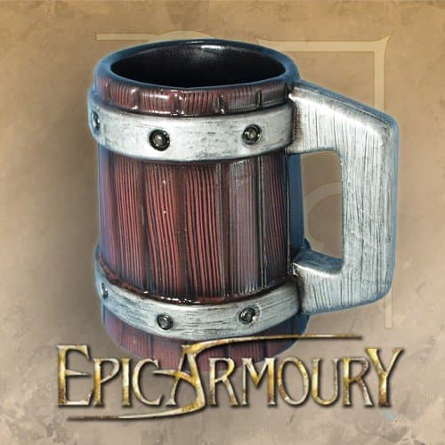 Beermug with metal bands – Epic Armoury – H:21cm - W:18 - W inc. Handle 25cm – Live Rollespils Tilbehør