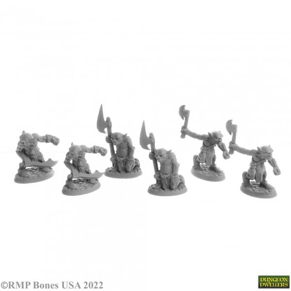 Reaper Bones USA Dungeon Dwellers: Goblin Raiders (6) - Plastic Miniatures
