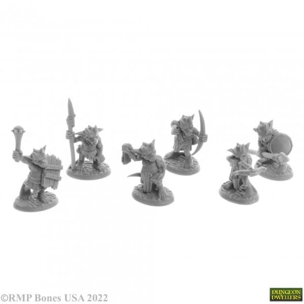 Reaper Bones USA Dungeon Dwellers: Ratpelt Kobold Warriors (6) - Plastic Miniatures