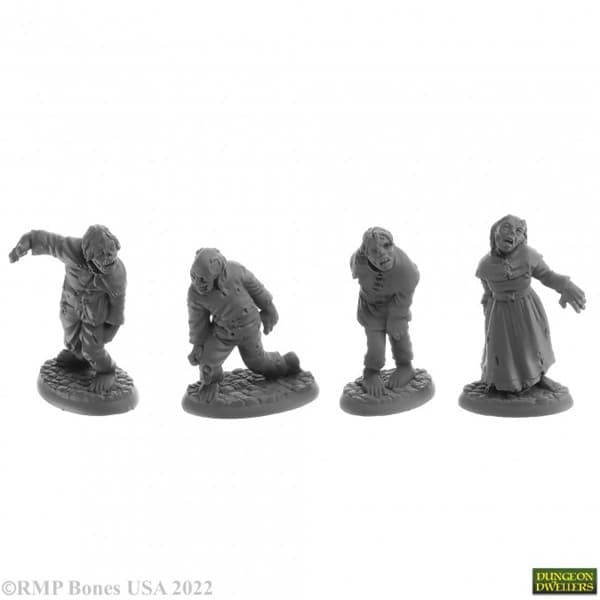 Reaper Bones USA Dungeon Dwellers: Zombies (4) - Plastic Miniatures