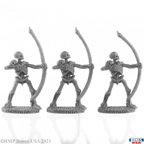 Reaper Bones USA Reaper Legends: Skeletal Archers (3) - Plastic Miniatures