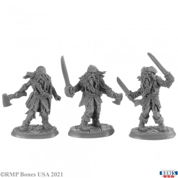 Reaper Bones USA Reaper Legends: Zombie Pirates (3) - Plastic Miniatures