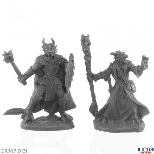 Reaper Bones USA Reaper Legends: Dragonfolk Wizard and Cleric - Plastic Miniatures