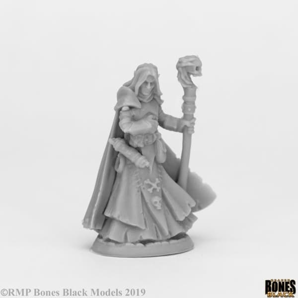 Reaper Bones Black: Dark Elf Wizard - Plastic Miniature