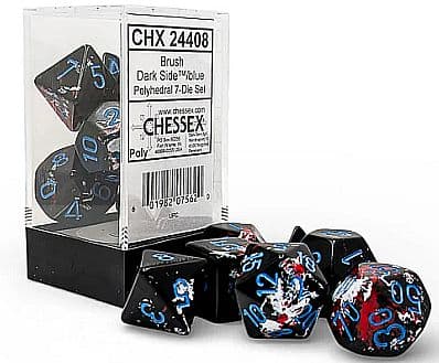 Dice - Terningesæt - 7 terninger - Brush Dark Side with Blue