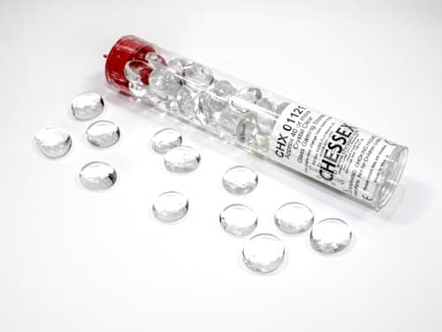 Gaming Counters - Chessex: Clear Glass Stones (Qty 40+) in 14cm Tube