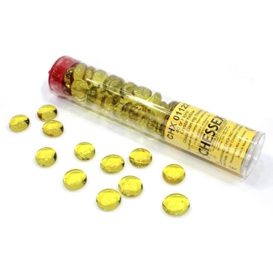 Gaming Counters - Chessex: Yellow Glass Stones (Qty 40+) in 14cm Tube
