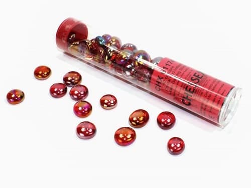 Gaming Counters - Chessex: Crystal Red Iridized Glass Stones (Qty 40+) in 14cm Tube