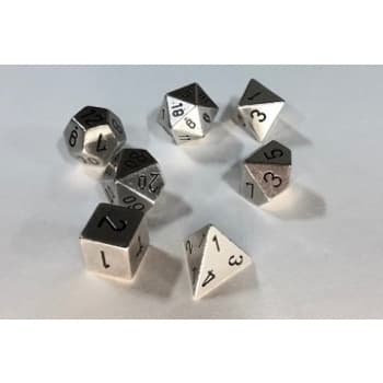 Dice - Terningesæt - 7 terninger - Solid Metal Silver Colour