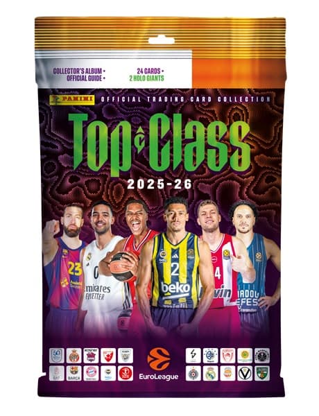 Panini Basketball Top Class: EuroLeague 2025-26 - Startersæt - Mappe, 2 Holo Giants & 3 Boosters