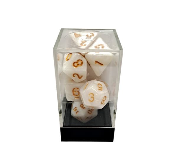 Dice - Terningesæt - 7 Terninger - Kaissa Dice: Polyhedral - Marble White/Gold