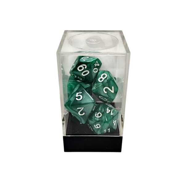 Dice - Terningesæt - 7 Terninger - Kaissa Dice: Polyhedral - Marble Green/White