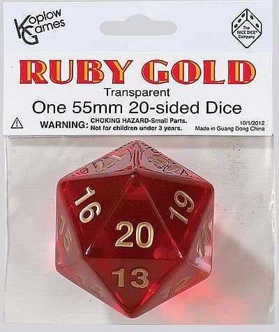 Dice - 20 sidet (D20) Terning - Jumbo Ruby Countdown Koplow (55mm) (Spindown) #18219/KOP17970