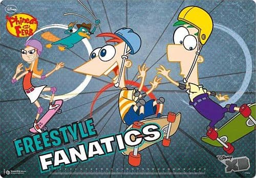 ! Super Udsalg Desk Mat/Hård Bordmåtte/Bordskåner - Phineas & Ferb - 34,5x49,5 cm