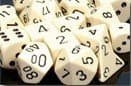 Dice - Terningesæt - 10 terninger - Opaque D10 (10 sidet) - Ivory with Black