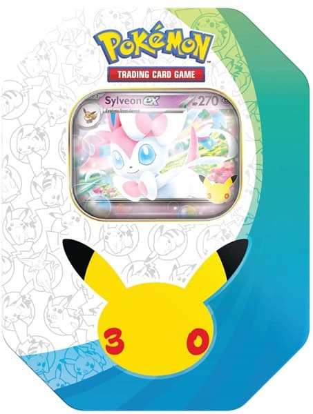 Pokemon Tin Kasse: 2026 Fall: Sylveon ex - Mega Evolution: 30th Celebration Collector's Tin Box (4 Boosters)