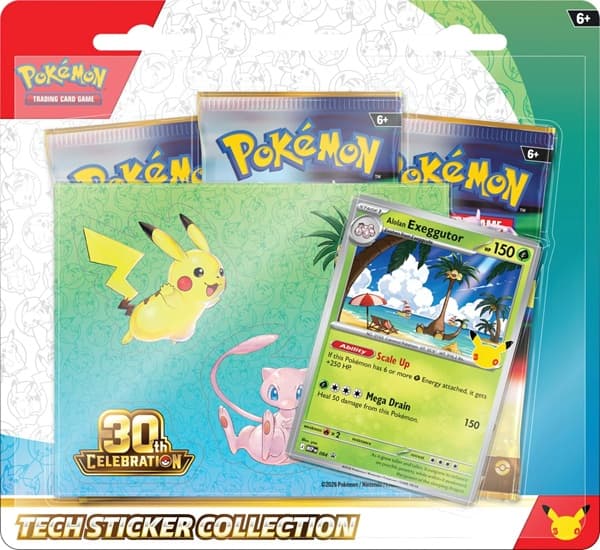 Pokemon Blister Pack - Mega Evolution: 30th Celebration - Tech Sticker Collection Blister: Alolan Exeggutor (3 Boosters)