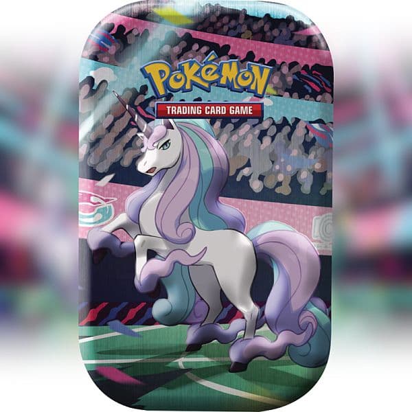 Pokemon Tin Kasse - 2020 Fall Mini Tin: Galarian Rapidash (2 Boosters, Billedkort & Mønt)