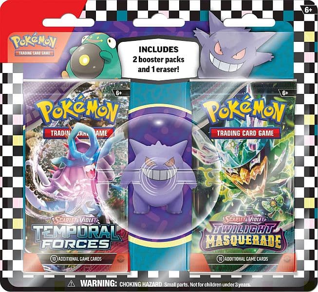 Pokemon Blister Pack - Back to School 2024 Eraser Blister Pack: Gengar - 2 Booster Pakker + Viskelæder