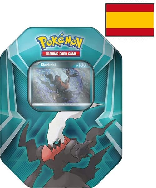 Pokemon Tin Kasse SPANSK/SPANISH - 2024: Darkrai (Sableye, Spiritomb) - Triple Whammy Collector's Tin Box (3 Boosters)