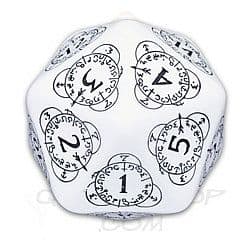 Dice - 20 sidet (D20) Terning - White Card Game Level Counter (Spindown) Q-Workshop