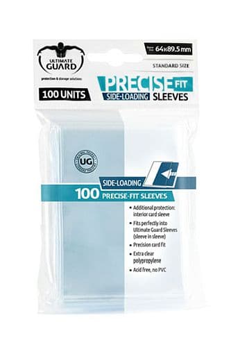 Ultimate Guard Precise-Fit sleeves (64x89,5mm lommer) Side-Loading Standard Size transparent (gennemsigtig) (100 lommer) (Perfect Fit)