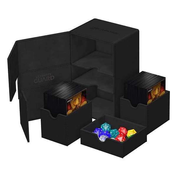 Ultimate Guard Twin Flip 'n' Tray Deck Case (Deck Box) 160+ Standard Size XenoSkin Monocolor Black (Sort)