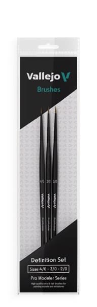 Vallejo - Brush Definition Set - Natural Hair - Size: 4/0, 3/0, 2/0