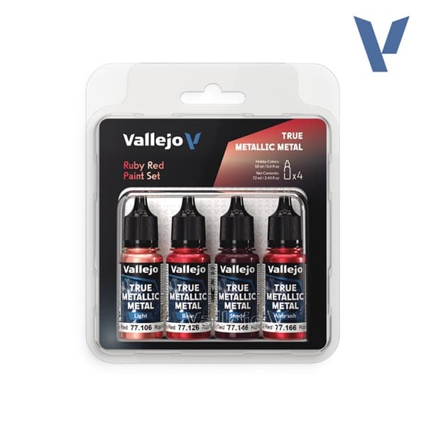 Vallejo Maling - True Metallic Metal: Paint Set - Ruby Red (4 colors)