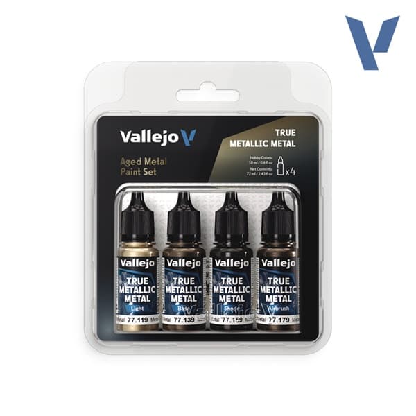 Vallejo Maling - True Metallic Metal: Paint Set - Aged Metal (4 colors)